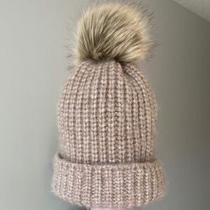 Cozy Cable Knit Beanie with Faux Fur Pom